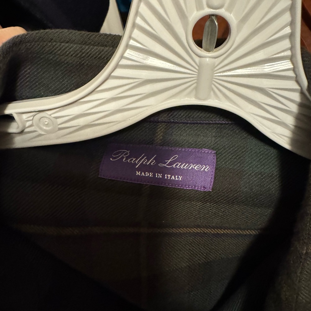Ralph Lauren Purple Label Dark Green Plaid Flannel
